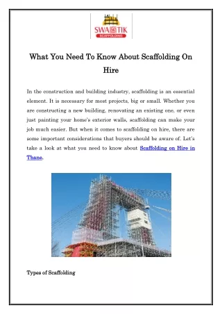 What You Need To Know About Scaffolding On Hire