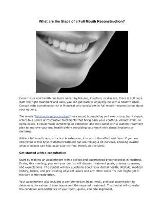 What are the Steps of a Full Mouth Reconstruction?