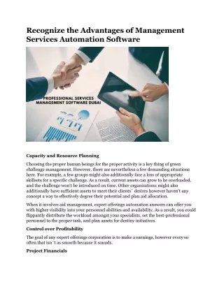 recognize the advantages of management services