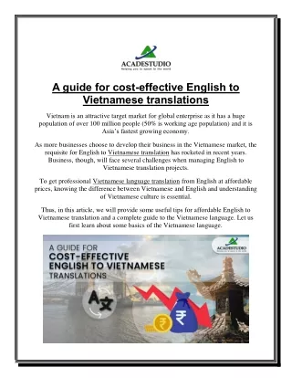A guide for cost-effective English to Vietnamese translations