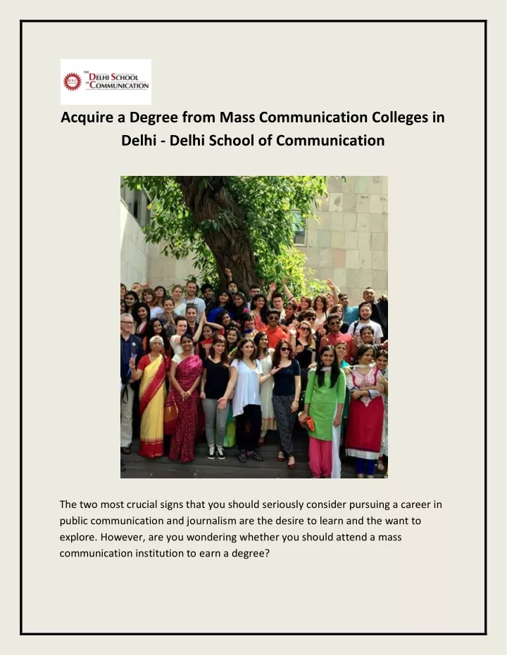 acquire a degree from mass communication colleges