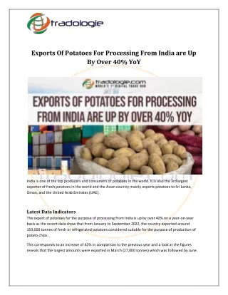 exports of potatoes for processing from india