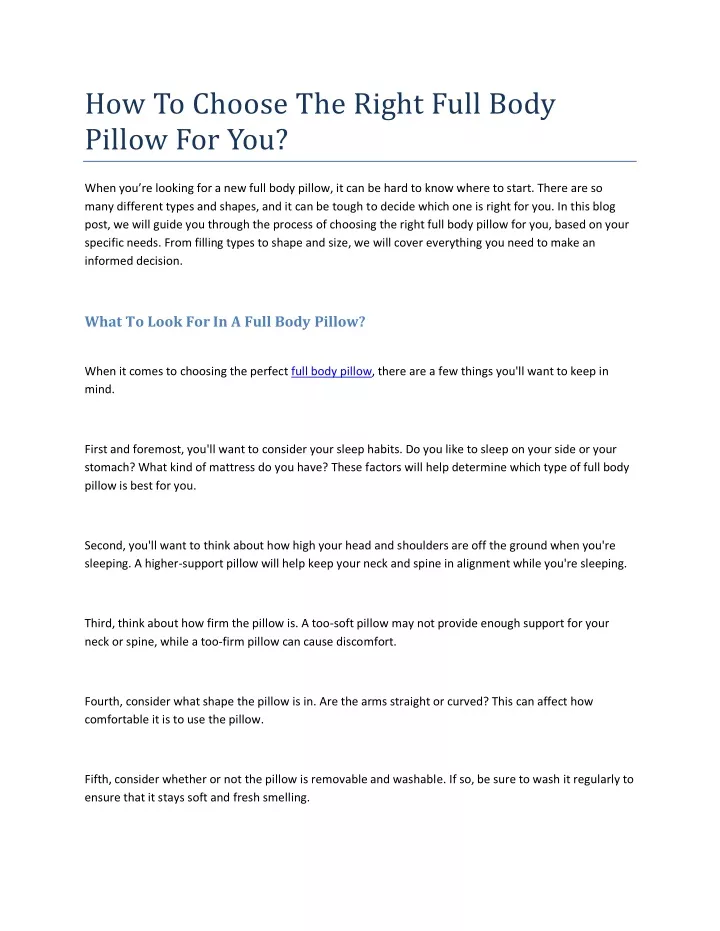 how to choose the right full body pillow for you