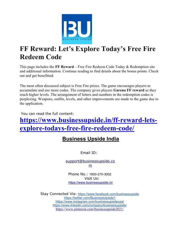 ff reward let s explore today s free fire redeem