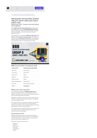 RRB (Railway Recruitment Board) GROUP D Admit Card 2023 Check Here