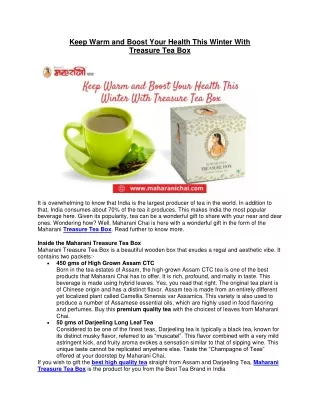 Keep Warm and Boost Your Health This Winter With  Treasure Tea Box