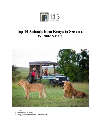 Top 10 Animals from Kenya to See on a Wildlife Safari