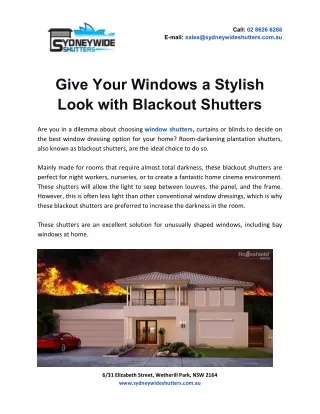 Give Your Windows a Stylish Look with Blackout Shutters
