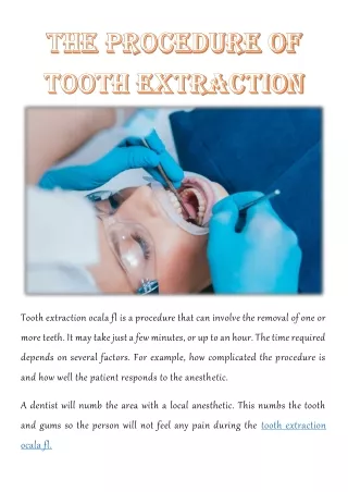 tooth extraction ocala fl is a procedure that