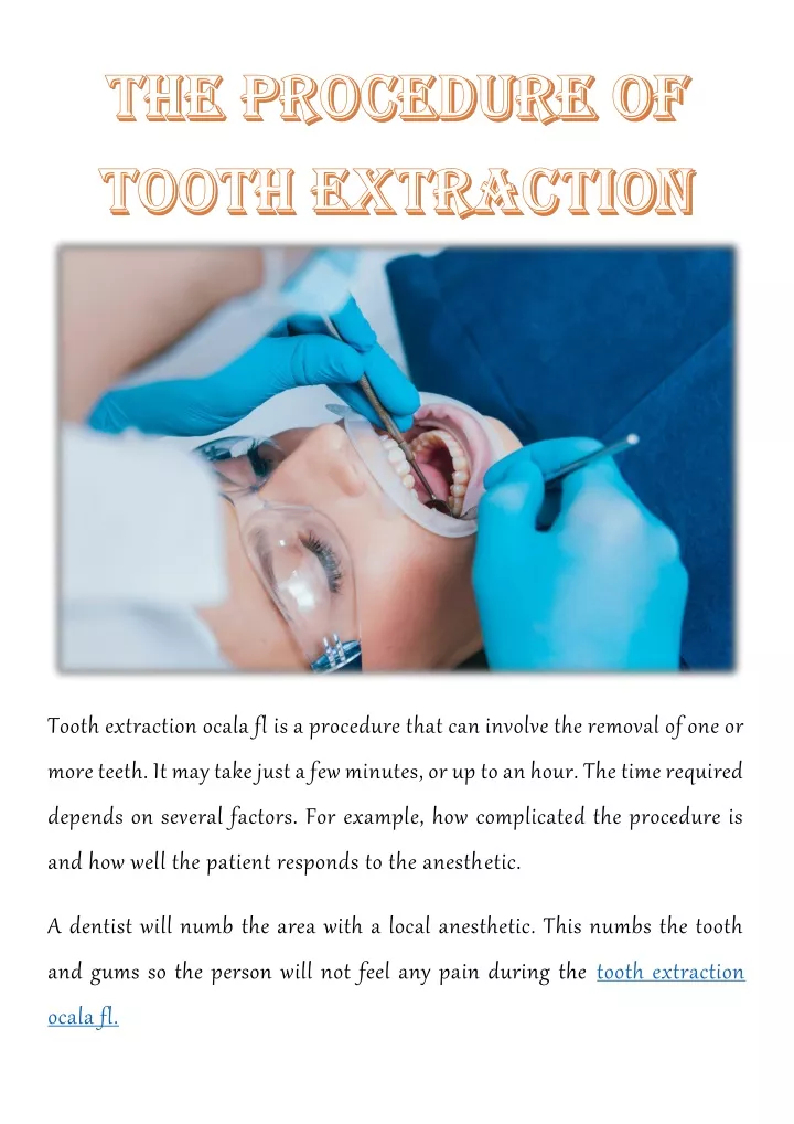 tooth extraction ocala fl is a procedure that