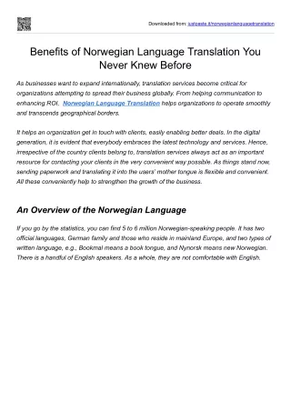 Benefits of Norwegian Language Translation You Never Knew Before