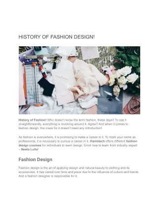 history of fashion design
