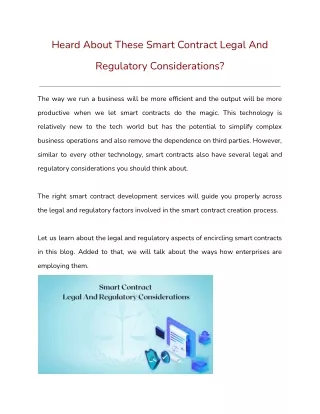 heard about these smart contract legal and