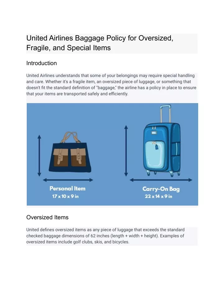 PPT - United Airlines Baggage Policy for Oversized, Fragile, and ...