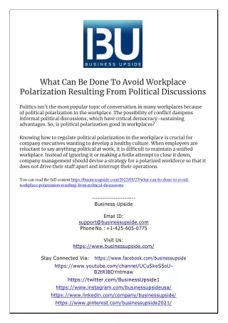 what can be done to avoid workplace polarization
