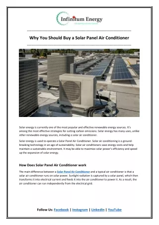 Why You Should Buy a Solar Panel Air Conditioner