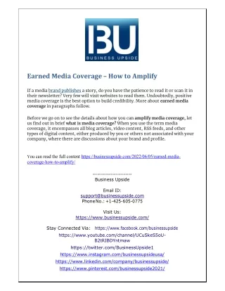 Earned Media Coverage How to Amplify