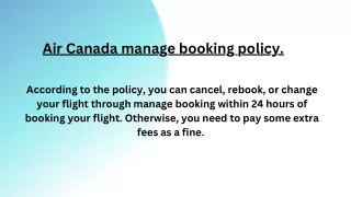 Air Canada Manage My Booking