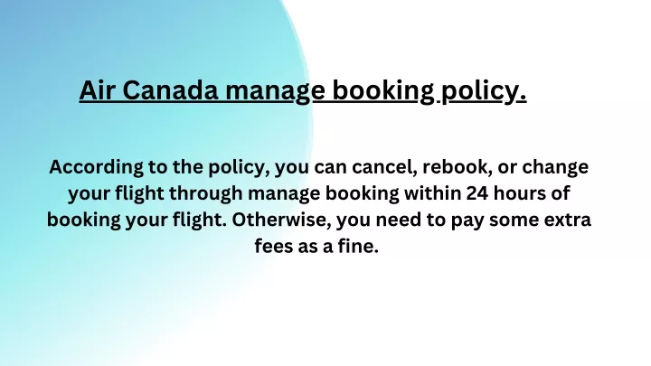 air canada manage booking policy
