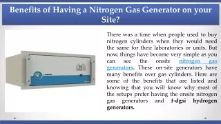 Benefits of Having a Nitrogen Gas Generator on your Site