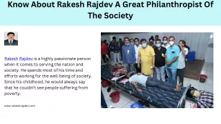 Know About Rakesh Rajdev A Great Philanthropist Of The Society