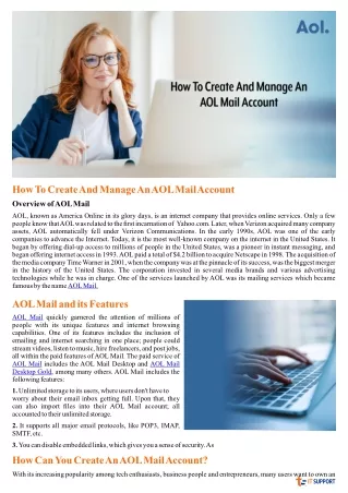 How To Create And Manage An AOL Mail Account