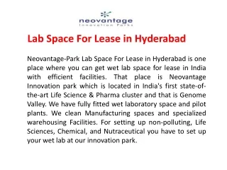 Lab space for lease hyderabad in india