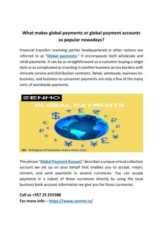What makes global payments or global payment accounts so popular nowadays