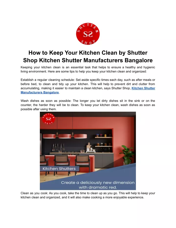 how to keep your kitchen clean by shutter shop