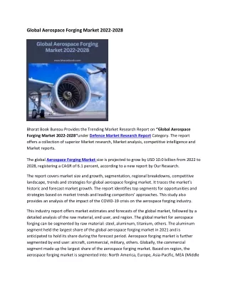 global aerospace forging market 2022 2028
