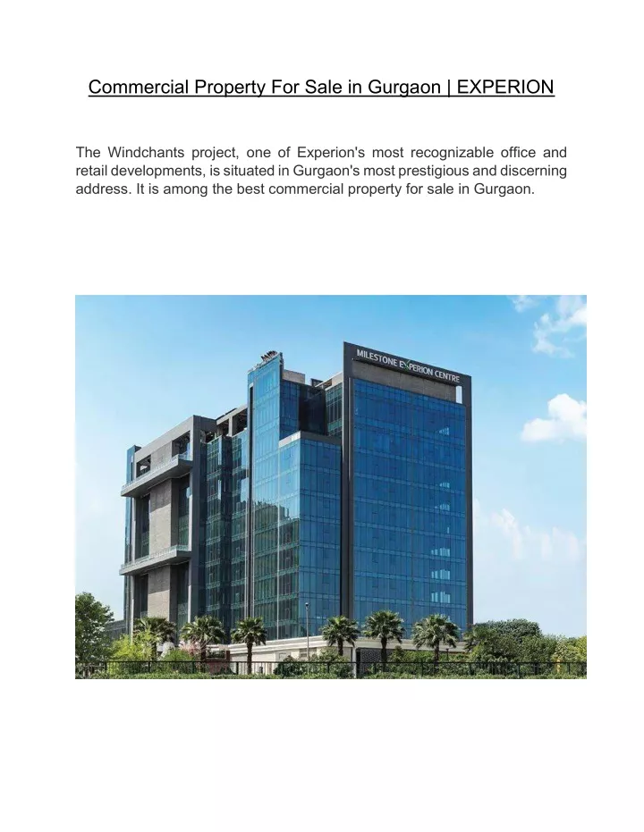 commercial property for sale in gurgaon experion