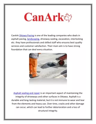 Asphalt interlock sealing and repair Ottawa | CanArk