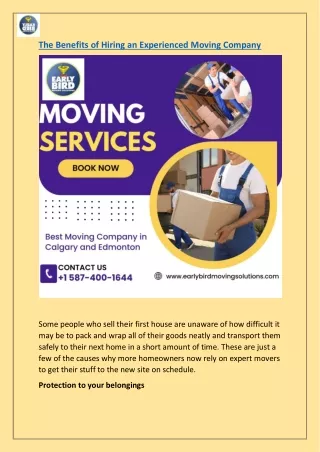 The Benefits of Hiring an Experienced Moving Company