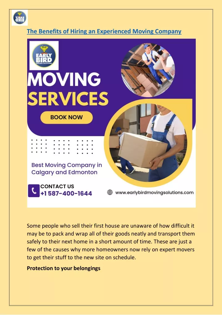 the benefits of hiring an experienced moving