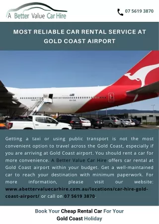 Most reliable car rental service at Gold Coast airport