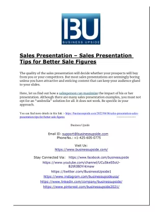 Sales Presentation – Sales Presentation Tips for Better Sale Figures