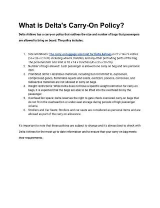 What is Delta's Carry-On Policy