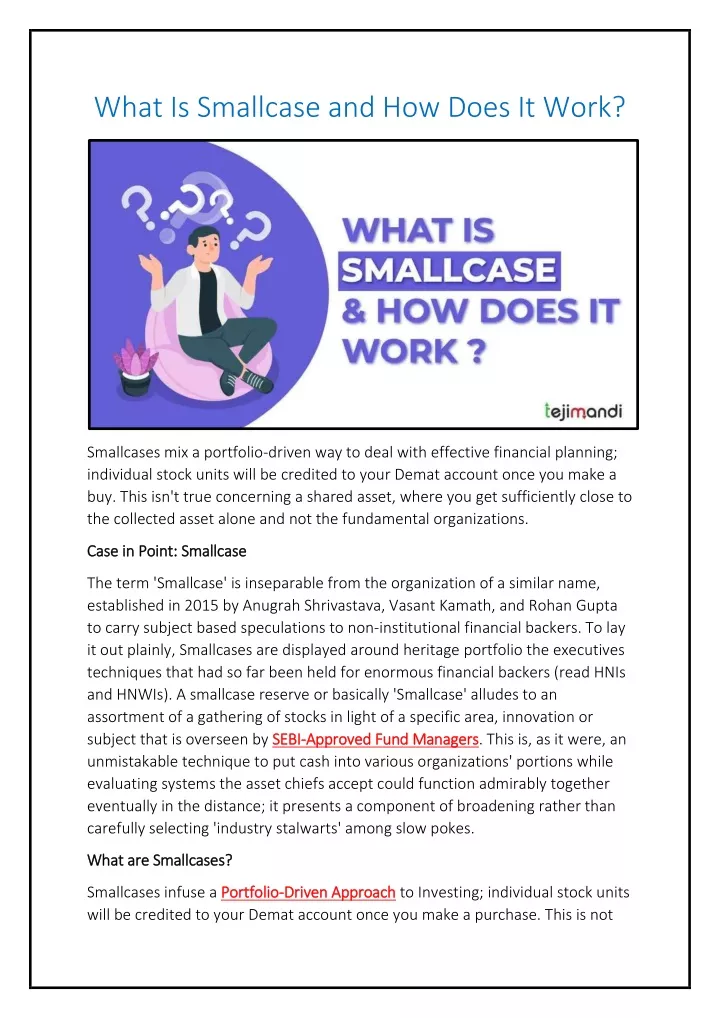 what is smallcase and how does it work