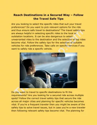 reach destinations in a secured way follow