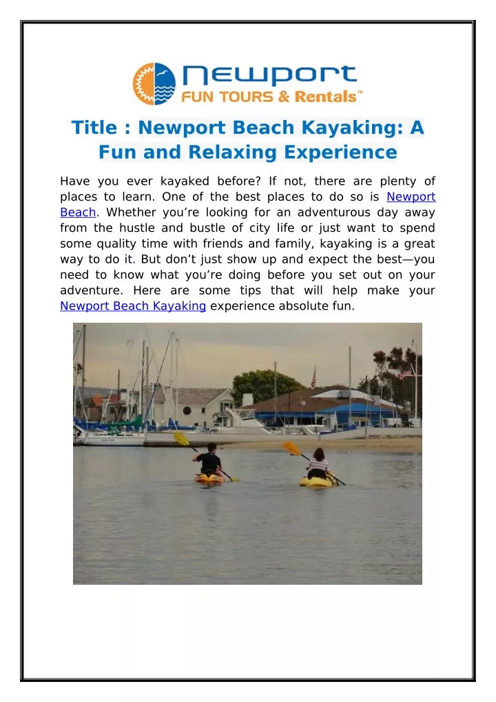 title newport beach kayaking a fun and relaxing
