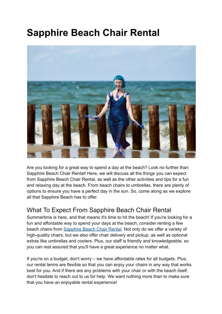 sapphire beach chair rental