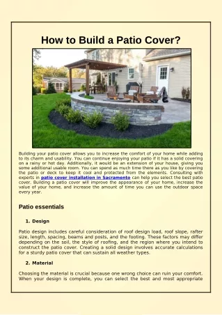 how to build a patio cover