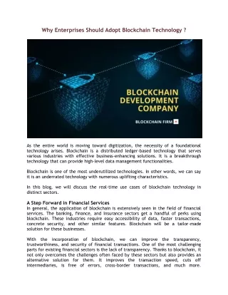 why enterprises should adopt blockchain technology