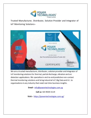Smart Grid Monitoring Singapore by Power Technologies