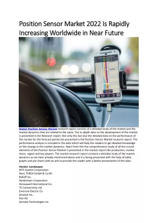 position sensor market 2022 is rapidly position