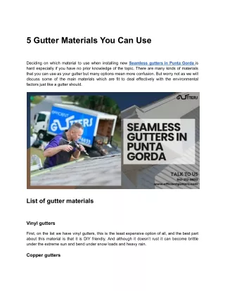 5 Gutter Materials You Can Use