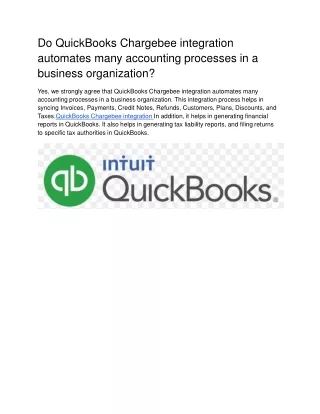 do quickbooks chargebee integration automates many accounting processes in a business organization