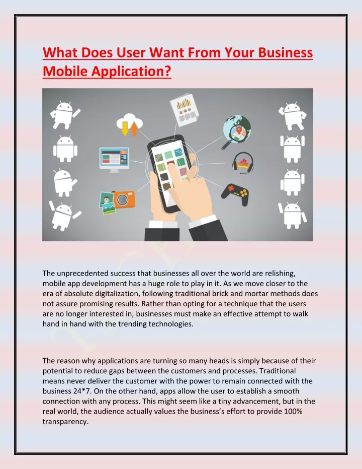 what does user want from your business mobile