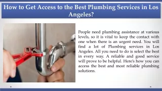 How to Get Access to the Best Plumbing Services in Los Angeles