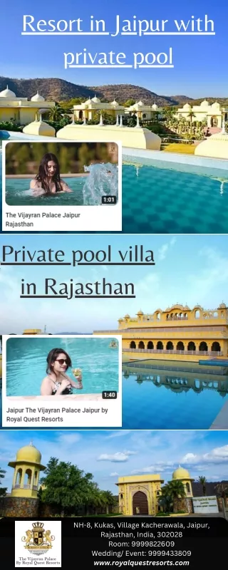 Resorts in Jaipur with private pool, private pool villa in Rajasthan